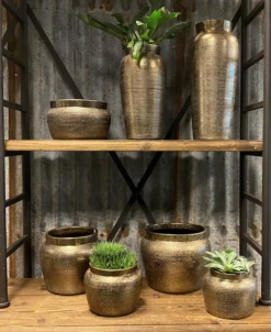 Bloempot Marrakesh - D24 X H21cm - Zilver Goud -Groen Verkoop bloempot marrakesh serie 3 1