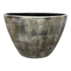 Bloempot Miami Ovaal - L39 X D20 X H31cm - Zwart Cement