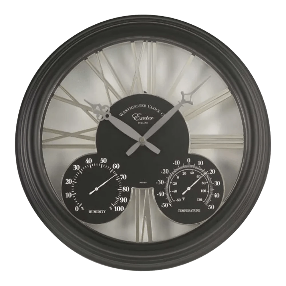 Buitenklok Exeter - 3in1 - 38cm - Zwart 3 Buitenklok Exeter - 3in1 - 38cm - Zwart