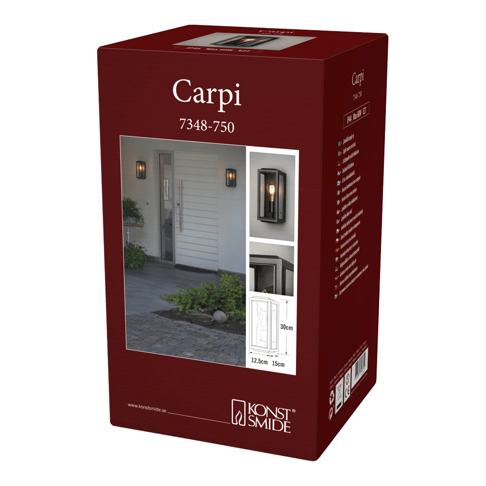 Konstsmide Carpi 230V Wandlamp Flush E27, 18x30cm, Transparant Glas, Max 60W 8 Konstsmide Carpi 230V Wandlamp Flush E27, 18x30cm, Transparant Glas, Max 60W - Afbeelding 6