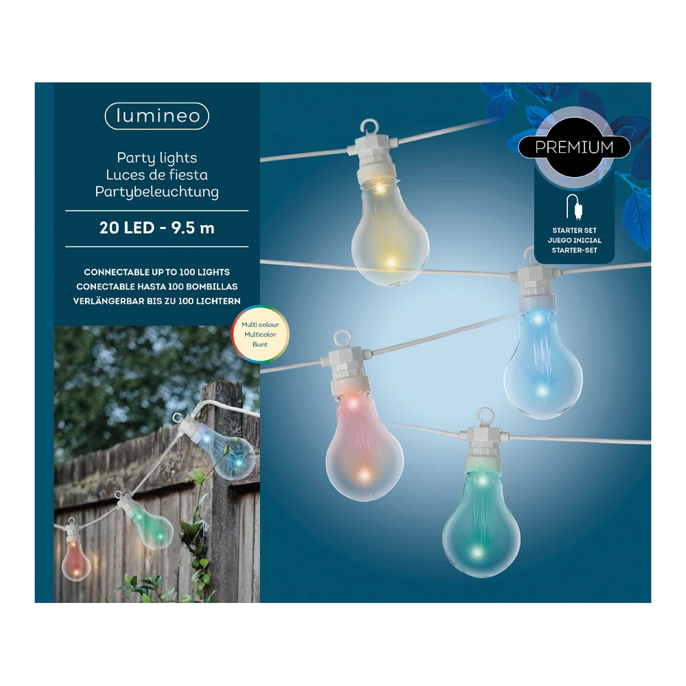 Lumineo Feestverlichting Lichtsnoer - 950cm - 20 LEDS - Multi 3 Lumineo Feestverlichting Lichtsnoer - 950cm - 20 LEDS - Multi