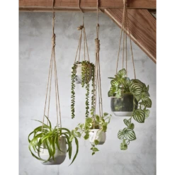 Hangpot Resa - D18,5 X H17cm - Lichtgrijs -Groen Verkoop hangpot resa d18 5 x h17cm lichtgrijs hangpot 5 1