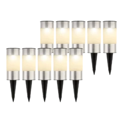 Lumineo LED Solar Tuinlamp - D6 X H14cm - RVS - 10st. -Groen Verkoop led solar tuinlamp d6 x h14cm rvs 10st solar 4 3