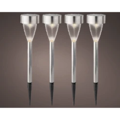 Lumineo LED Solar Tuinlamp - RVS - D7 X H27cm - 4st. -Groen Verkoop led solar tuinlamp rvs d7 x h27cm 4st solar 2 3