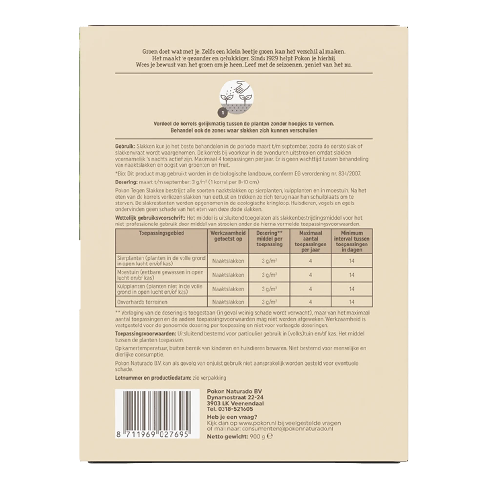 Pokon Bio Tegen Slakken Korrels 900gr - Insecten En Ongedierte 4 Pokon Bio Tegen Slakken Korrels 900gr - Insecten En Ongedierte - Afbeelding 2