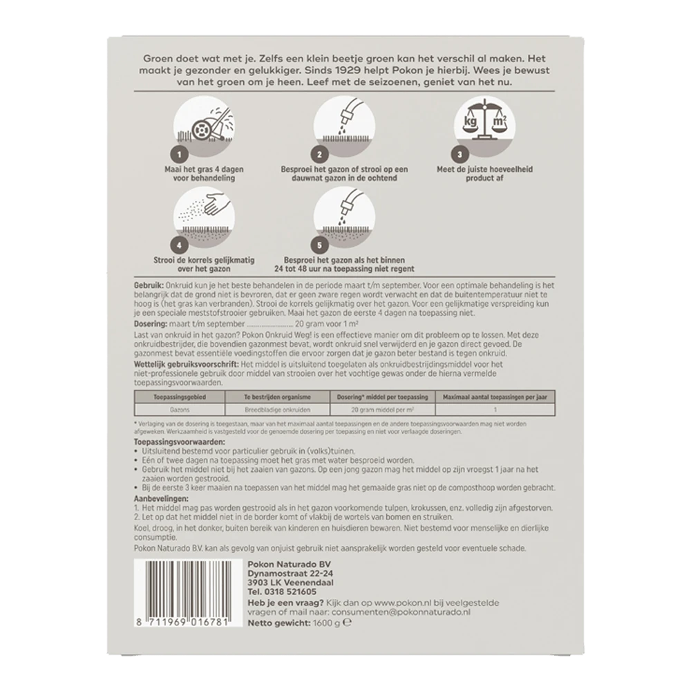 Pokon Onkruid Weg! 1,6kg Voor 80mu00b2 - Onkruid En Aanslag - Afbeelding 2