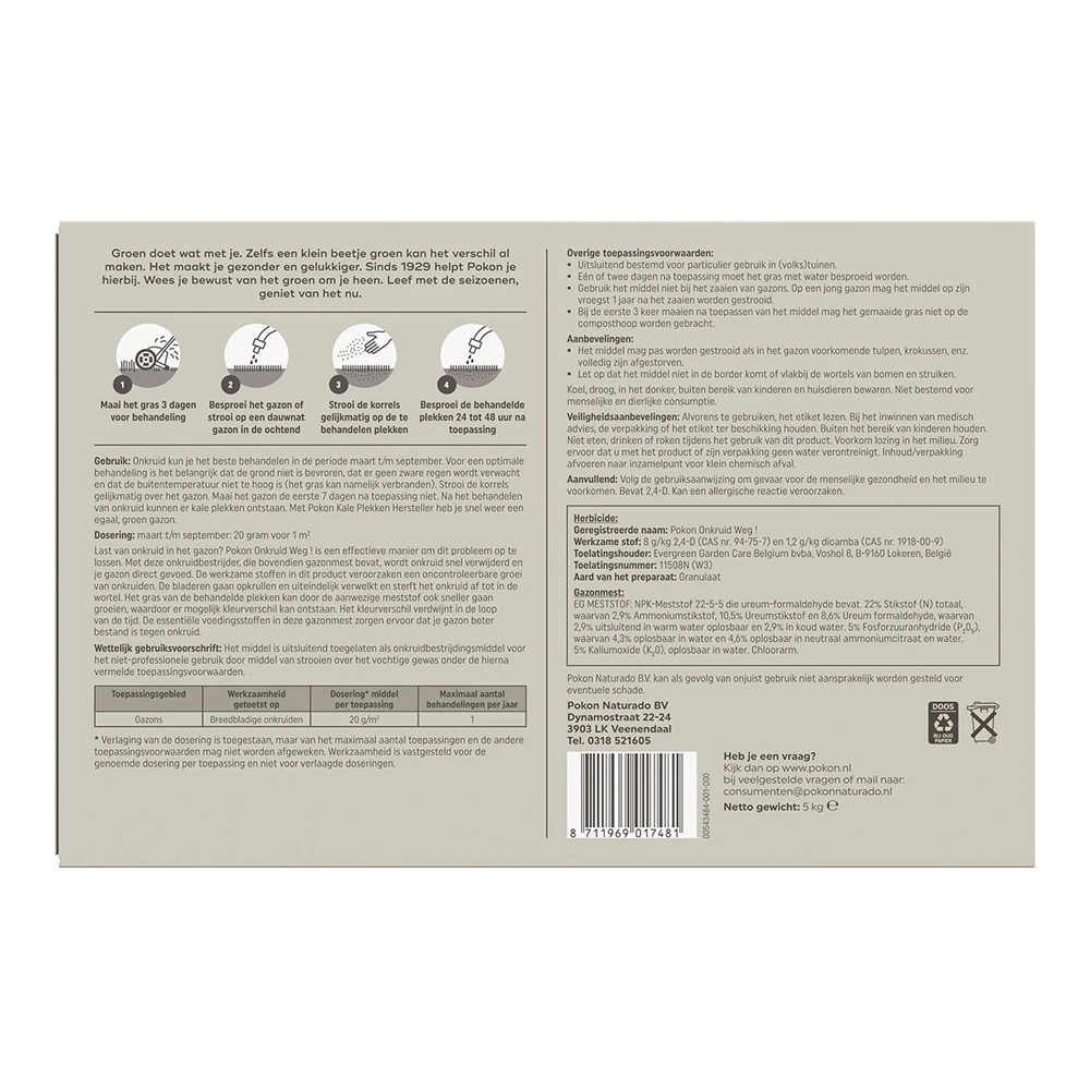 Pokon Onkruid Weg! 5kg Voor 250mu00b2 - Onkruid En Aanslag 4 Pokon Onkruid Weg! 5kg Voor 250mu00b2 - Onkruid En Aanslag - Afbeelding 2