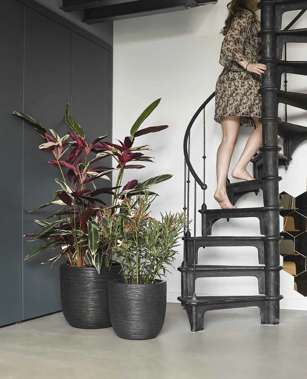 Capi Bloempot Bol Nature Rib NL - D35 X H34cm - Zwart 3 Capi Bloempot Bol Nature Rib NL - D35 X H34cm - Zwart