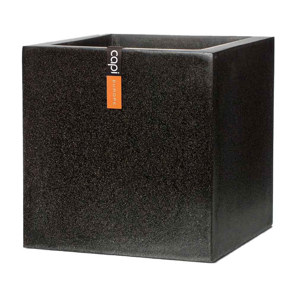 Capi Plantenbak Vierkant Lux Terrazo - L30 X B30 X H30cm - Zwart 3 Capi Plantenbak Vierkant Lux Terrazo - L30 X B30 X H30cm - Zwart