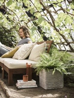 Capi Plantenbak Vierkant Nature Rib NL - L40 X B40 X H40cm - Ivoor -Groen Verkoop pot vierkant rib nl 40x40x40 ivoor plantenbak 6 9