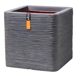 Capi Plantenbak Vierkant Nature Rib NL - L40 X B40 X H40cm - Donkergrijs