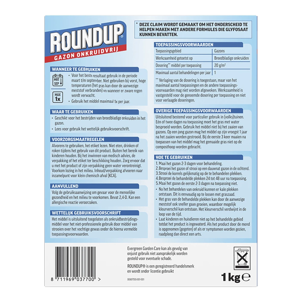 ROUNDUPu00ae Gazon Onkruidvrij Onkruidverdelger Korrels 1kg - Onkruid En Aanslag 4 ROUNDUPu00ae Gazon Onkruidvrij Onkruidverdelger Korrels 1kg - Onkruid En Aanslag - Afbeelding 2
