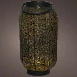 Lumineo Solar Lantaarn - LED - D20 X H36cm - Zwart/Goud -Groen Verkoop solar lantaarn led d20 x h36cm zwart goud solar 2 3