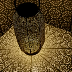 Lumineo Solar Lantaarn - LED - D20 X H36cm - Zwart/Goud -Groen Verkoop solar lantaarn led d20 x h36cm zwart goud solar 4 3