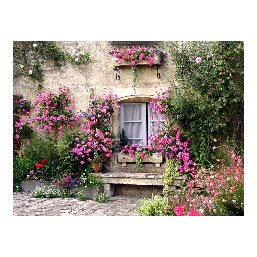 Tuinposter Bloemenmuur - 80x60cm 3 Tuinposter Bloemenmuur - 80x60cm