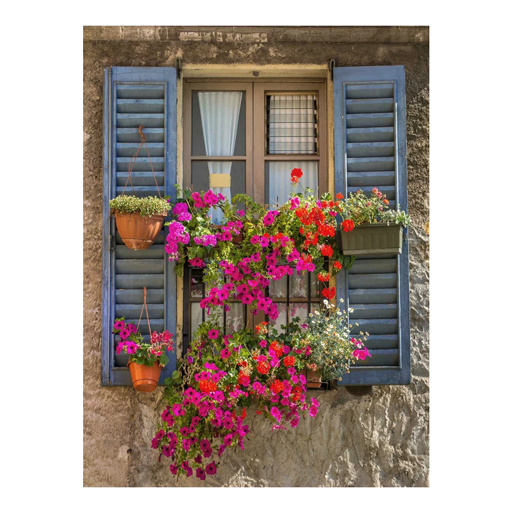 Tuinposter Kozijn Met Bloemen - 60x80cm 3 Tuinposter Kozijn Met Bloemen - 60x80cm