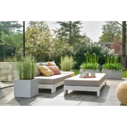 Elho Vivo Next Vierkant Wielen 40cm - Warm Grijs -Groen Verkoop vivo matt vierkant wielen 40cm warm grijs 7 1